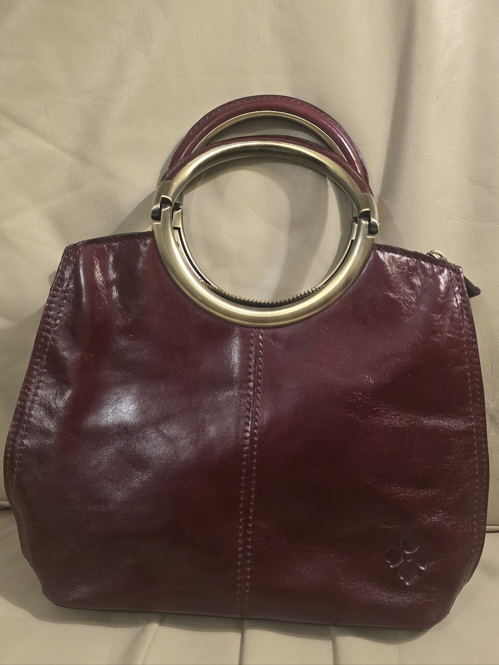 Patricia Nash Aria Oxblood Leather Satchel Vintage Top Handle Crossbody Bag